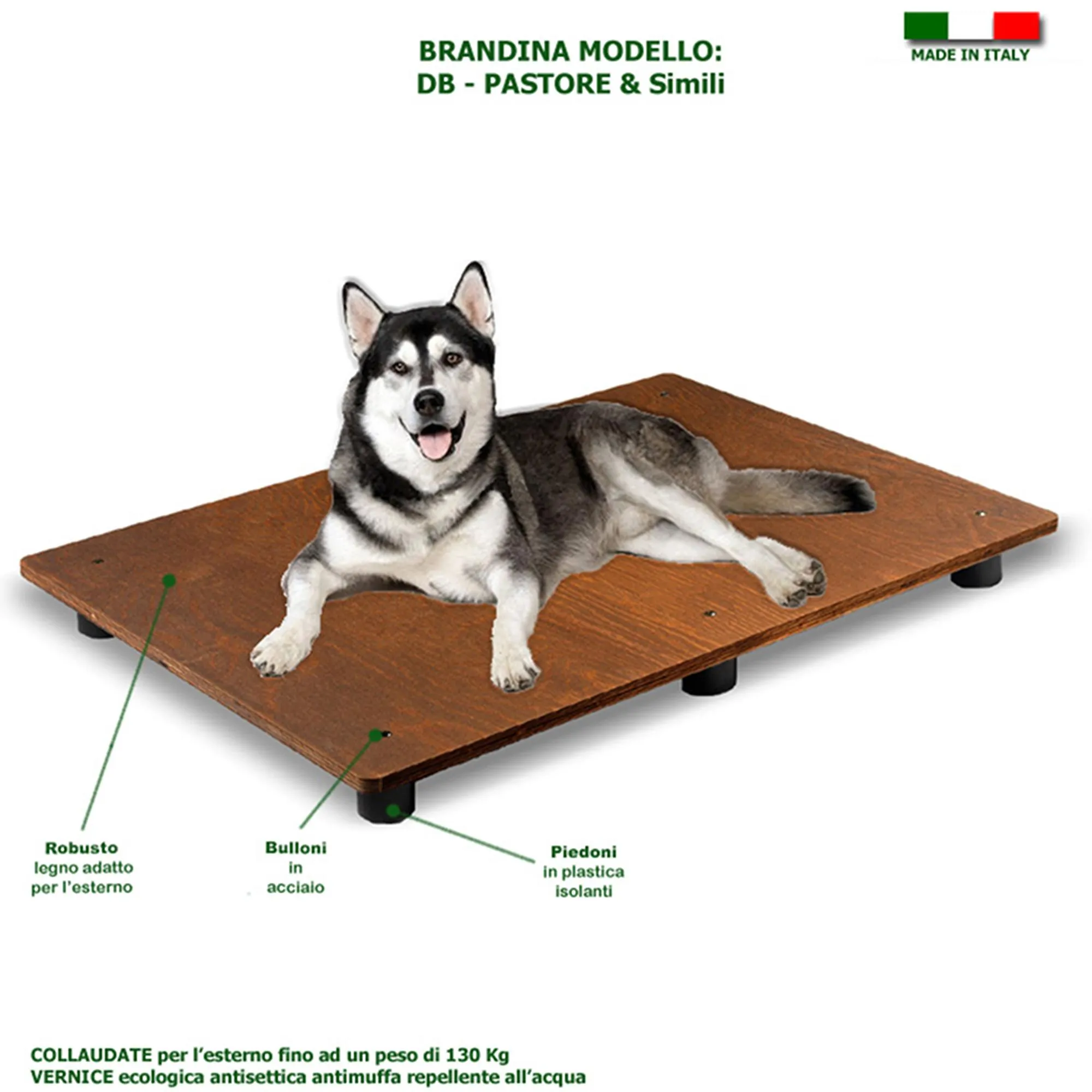 Brandine per cani in Legno 60x40x2xh10 per cane Barboncino e simili